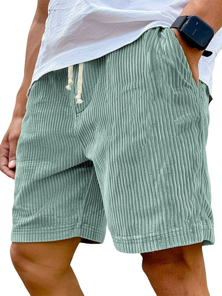 Men's Casual Summer Corduroy Solid Color Drawstring Shorts