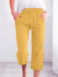 Women's Summer Solid Color Drawstring Straight Capri Pants