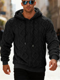 Men's Winter Casual Solid Color Jacquard Soft Fleece Hoodies