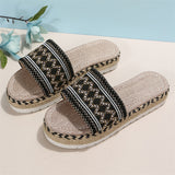 Women's Ethnic Style Thick Sole Woven Holiday Slippers
