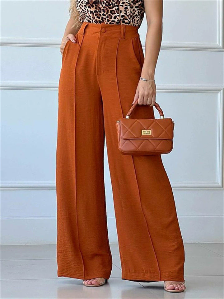 ‌Women's High-Waisted Folds Loose Fit Drape Casual Wide Leg Pants