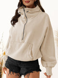 Female Trendy Long Sleeve Zipper Drawstring Sports Hoodies