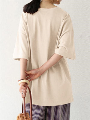 Ladies Oversized Plain 3/4 Sleeve Pullover T-shirts