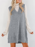 Women's Casual Solid Color Sleeveless Sweater Dress