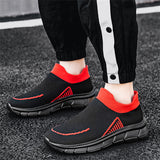 Male's Lightweight Flying Woven Mesh Contrast Color Slip-Ons Sneakers