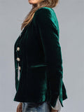Ladies' Elegant Vintage Velvet Lapel Single Breasted Long Sleeve Coats