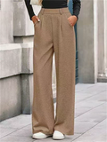 C‌omfy Elastic Waist Pleated Drape Wide Leg Pants for Women‌