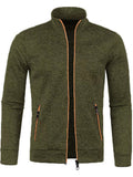 Men's Autumn Contrast Trim Stand Collar Long Sleeve Zip Up Jackets