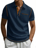 Male's Summer Simple Breathable Contrast Trim Short Sleeve Shirts