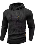 Knitted Men's Warm Jacquard Casual Drawstring Pullover Hoodie
