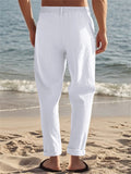 Men's Solid Color Holiday Style Casual Drawstring Beach Trousers