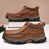 Men's PU Leather Outdoor Comfortable Non-Slip Casual High-Top Boots