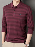 Men's Casual Stripe Pockets Lapel Long Sleeve Shirts