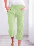 Women's Summer Solid Color Drawstring Straight Capri Pants