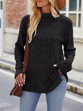 Women's Striped Texture High Neck Slim Fit Shirt