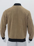 Men's Faux Suede Stand Collar Baseball Jacket