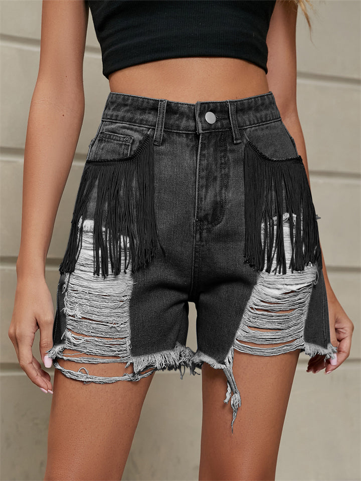 Snazzy Personality Women's Frayed Tassels Short Jeans
