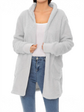 Women's Loose Fit Hooded Fleece Long Cardigan Warm Casual Coats with Pockets