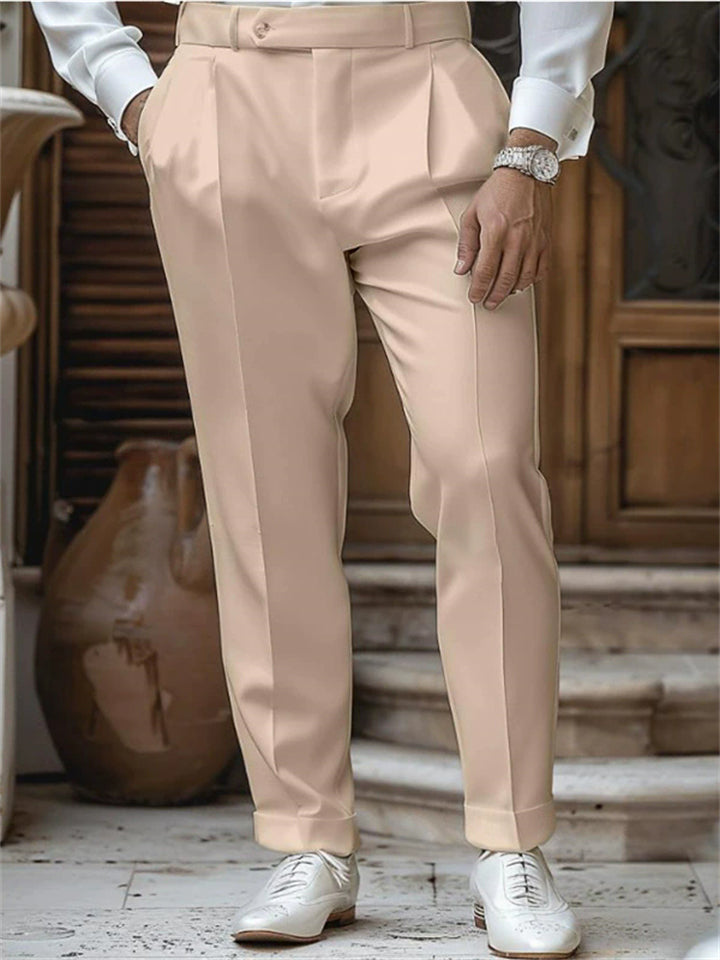 Men's Solid Color Comfy Light Business Straight Suit Trousers