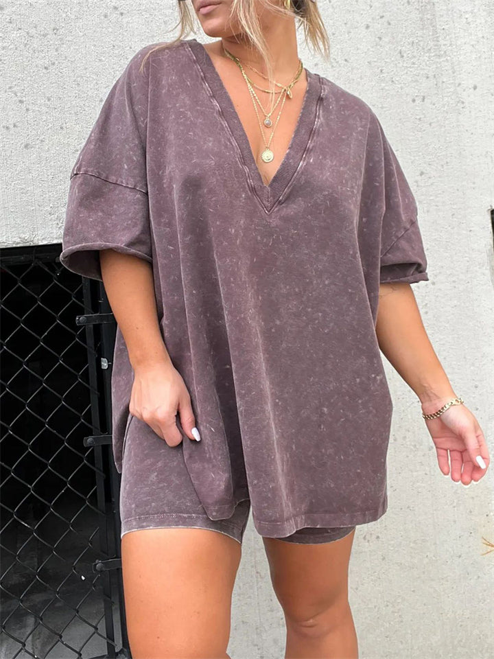 Loose-fitting Cozy Two-piece V-neck Suits for Women