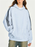 Unisex Trendy Three-stripes Autumn Long Sleeve Kangaroo Pocket Hoodies