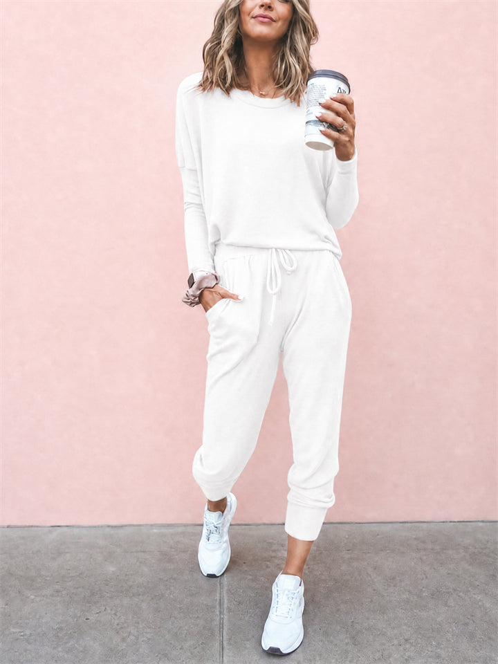 Women's Comfort 2-Piece Set Casual T-Shirt & Lace Up Pants