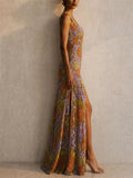 Women 3D Floral Sequins Slit Wedding Guest Gown Formal Prom Dress