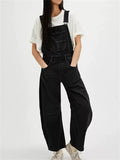 Women Casual Loose Fit Denim Cargo Overalls Baggy Jeans Jumpsuit