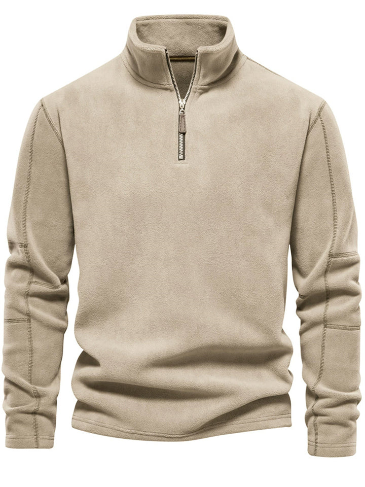 Men's Stand Collar Half-zipper Pullover Autumn Long Sleeve Fleece Tops