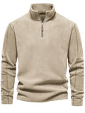 Men's Stand Collar Half-zipper Pullover Autumn Long Sleeve Fleece Tops
