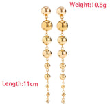 Vintage Golden Bead Long Pendant Earrings for Lady