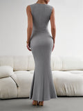 Knitted Sleeveless Ribbed Maxi Dress for Women