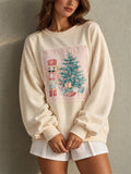 Women Christmas Nutcracker Oversized Graphic Pullover Sweatshirt