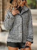 Women's Autumn Contrast Trim Single Breasted Lapel Fleece Coats