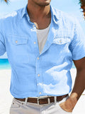 Men's Summer Solid Color Pockets Cargo Shirts