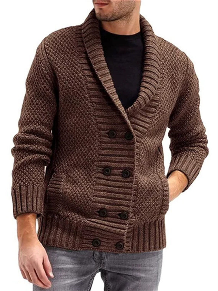 ‌Men's Casual Simple Double Breasted Knit Cardigan Sweaters