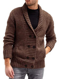 ‌Men's Casual Simple Double Breasted Knit Cardigan Sweaters