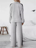 Autumn Gray C‌omfy Knit Striped Lounge Set for Women‌