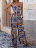 Women's Ethnic Style Print Strap Wide Leg Jumpsuits