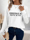 Women's Simple Letter Print Round Neck Long Sleeve Shirts