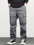 Men's High Steet Simple Cotton Loose Fit Multi Pockets Cargo Pants