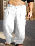 Men's Solid Color pleated Mid Rise Wide Leg Trousers