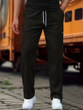Men's Comfortable Textured Casual Regular Fit Straight Leg Pants