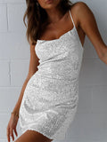 Women's Sexy Spaghetti Strap Sequin Metallic Dress