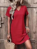 Female V Neck Comfort Slim Fit Short Sleeve Dresses