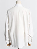 Solid Color Loose 3D Flower Button Up Lapel Long Sleeve Women Blouses