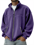Men's Autumn Casual Loose Fit Zip-Up Fleece Tops