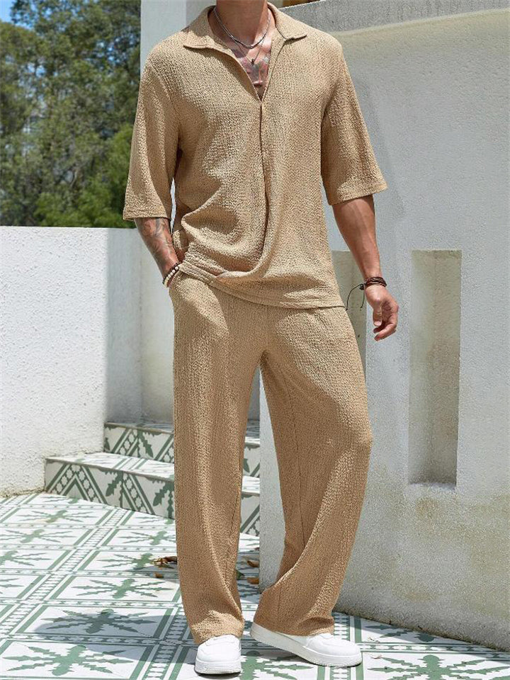 Men's Summer Relaxed Half Sleeve V-neck Casual Sets