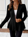 Women's Casual Solid Color Jacquard V Neck One-Button Cardigan Blouses