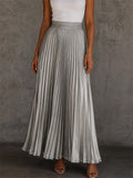 Women High Waisted  A Line Flowy Pleated Maxi Skirts